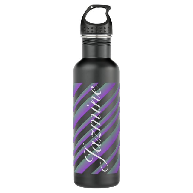Colourful Ombré Script Name Stripes 710 Ml Water Bottle (Front)