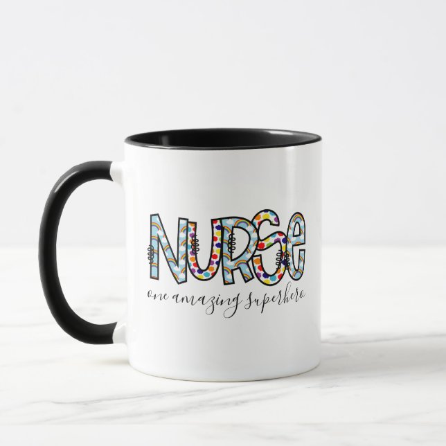Colourful One Amazing Nurse Appreciation Gift Mug (Left)