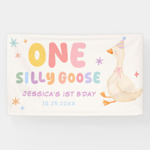 Colourful One Silly Goose Girl 1st Birthday Banner