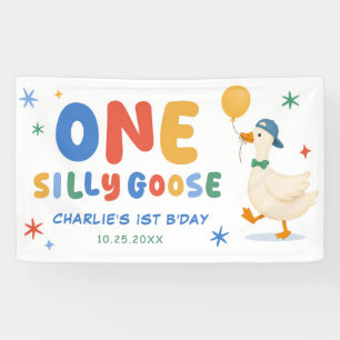 Colourful One Silly Goose Kids 1st Birthday Banner