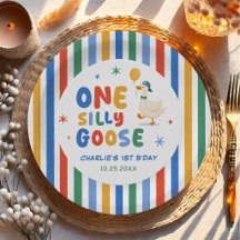 Colourful One Silly Goose Kids 1st Birthday