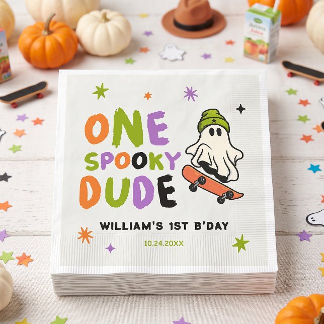 Colourful One Spooky Dude Birthday Napkins (Creator Uploaded)