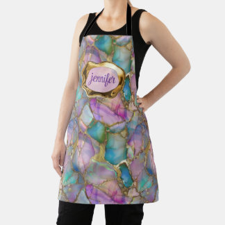 Colourful Opal and Liquid Gold Personalised Apron