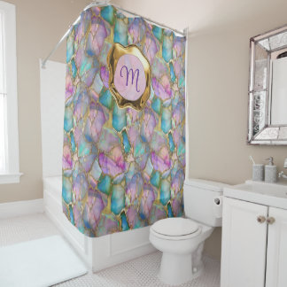 Colourful Opal and Liquid Gold Shower Curtain