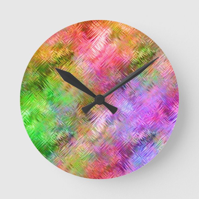Colourful Opal Glassy Texture Round Clock (Front)