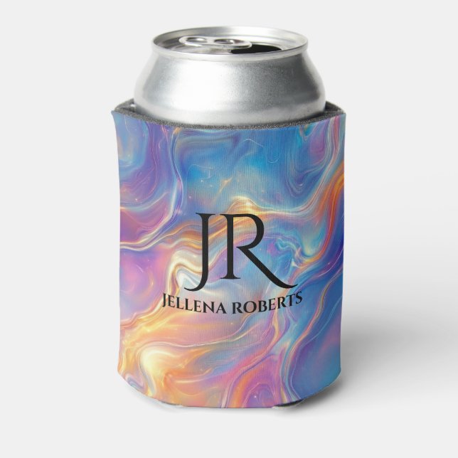 Colourful opal swirly flowing marble texture can cooler (Can Back)