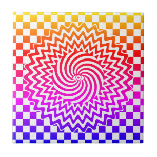 Colourful Optical Illusion psychedelic Tile