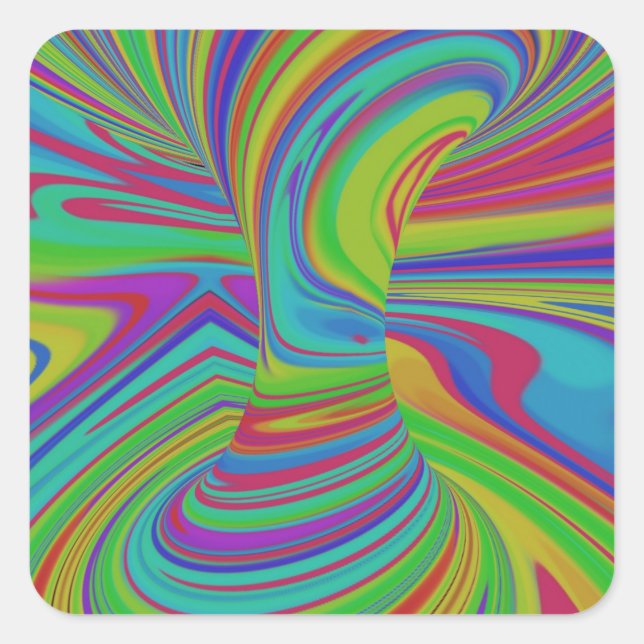 colourful Optical Illusion Square Sticker (Front)