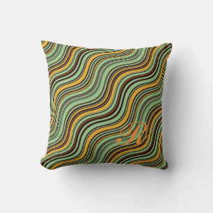 Colourful Optical Illusion Wavy Pattern Initial  Cushion