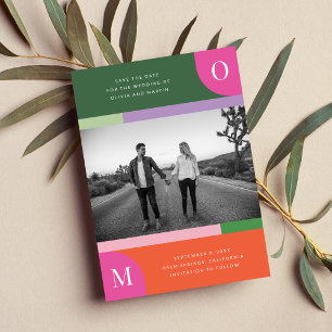 Colourful Orange and Pink Bold Bright Save The Dat Save The Date