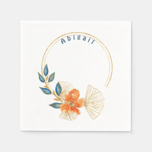 Colourful Orange Blue and Gold Baby Shower Napkin