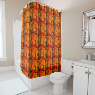 Colourful Orange Brown Brush Shapes Abstract      Shower Curtain