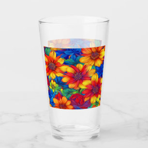 Colourful Orange Floral Glass