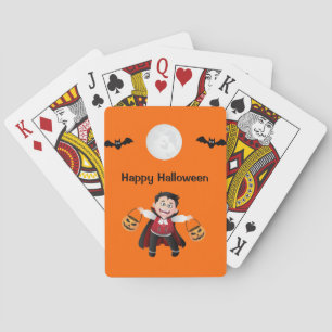 Colourful Orange Jumping Halloween Kids Party Playing Cards