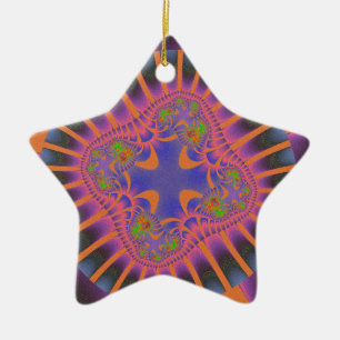 Colourful Orange, Pink and Blue Fractal Ceramic Tree Decoration