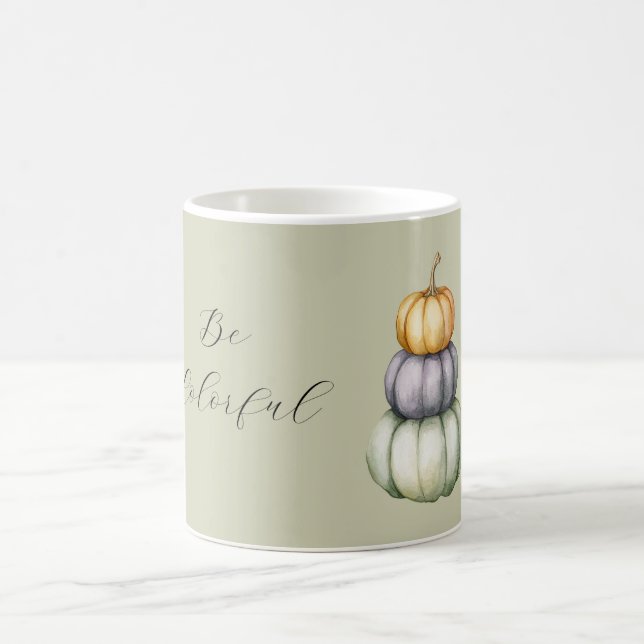 Colourful Orange Purple Mint Pumpkins Coffee Mug (Center)