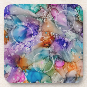 Colourful orange, purple, pink, blue abstract Art Coaster