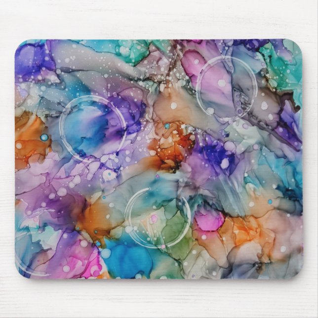 Colourful orange, purple, pink, blue abstract Art  Mouse Pad (Front)
