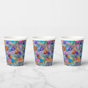 Colourful orange, purple, pink, blue abstract Art  Paper Cups