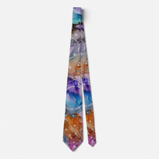 Colourful orange, purple, pink, blue abstract Art Tie