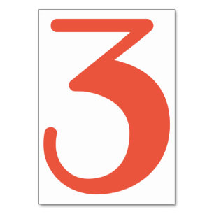 Colourful Orange Red Big Numbers Table Number