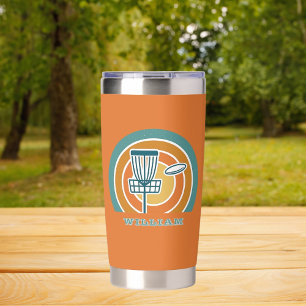 Colourful orange Retro Disc Golf Insulated Tumbler