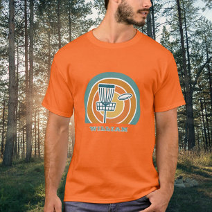 Colourful orange Retro Disc Golf T-Shirt