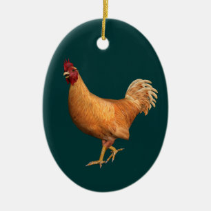 Colourful Orange Rooster Ceramic Tree Decoration