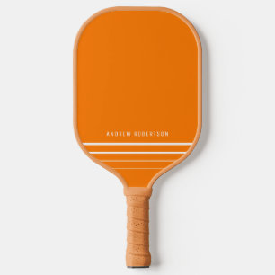 Colourful Orange White Stripe Simple Personalised Pickleball Paddle