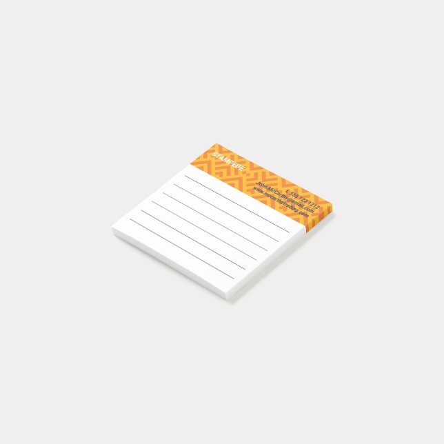 Colourful Orange Yellow Chevron Chequered Post-it Notes (Angled)