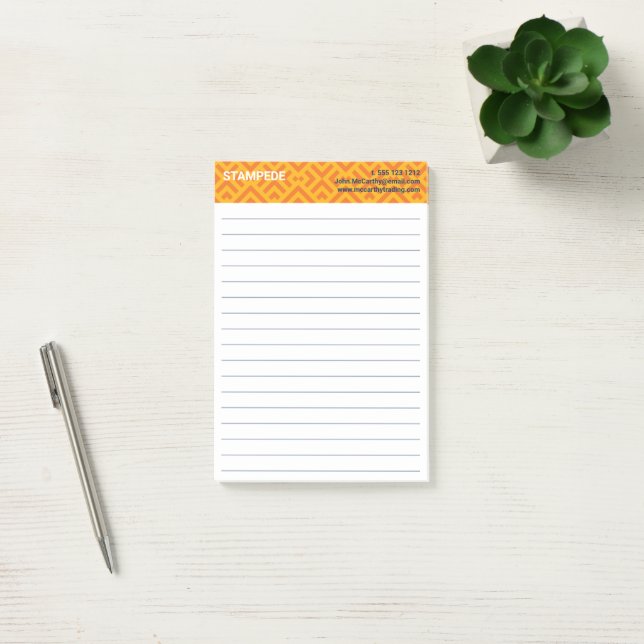 Colourful Orange Yellow Chevron Chequered Post-it Notes (Office)