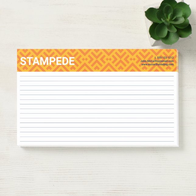 Colourful Orange Yellow Chevron Chequered Post-it Notes (Office)
