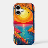 Colourful Orange Yellow Sunset Forest Landscape