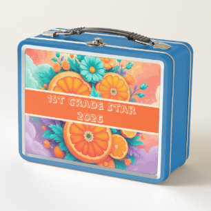 Colourful oranges 1st grade star 2025 metal lunch box