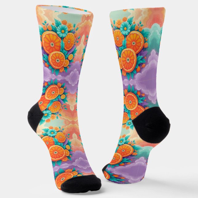 Colourful oranges socks (Angled)