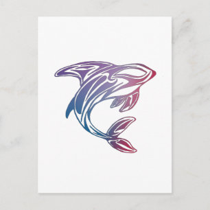 Colourful Orca Whale Tattoo Postcard