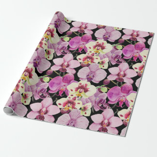 Colourful Orchid Flower Pattern  Wrapping Paper