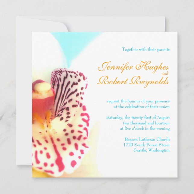 Colourful Orchid Wedding Invitation (Front)