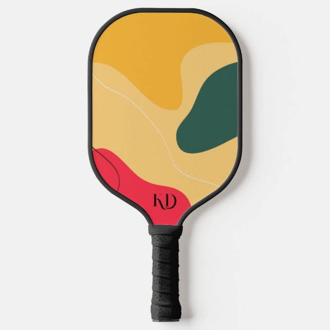 Colourful organic shapes abstract background pickleball paddle (Front)