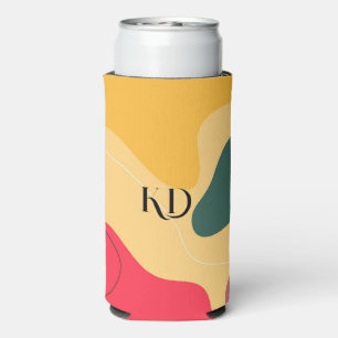 Colourful organic shapes abstract background seltzer can cooler