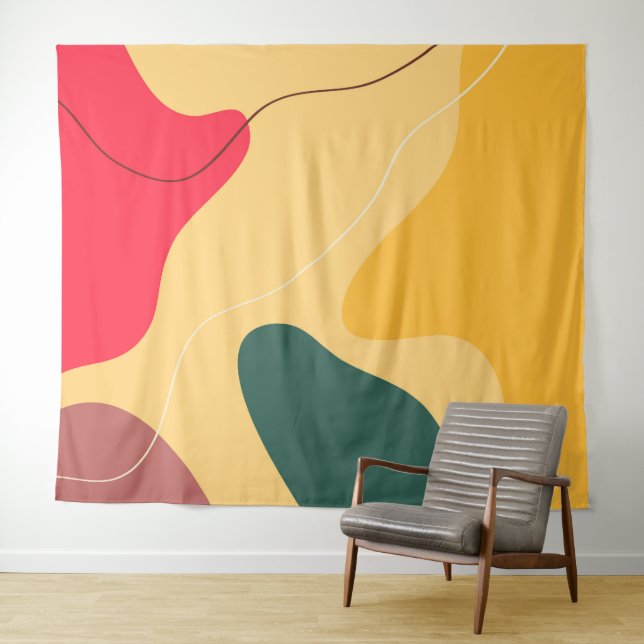 Colourful organic shapes abstract background tapestry (In Situ (Horizontal))