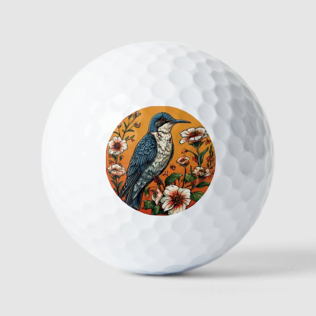 Colourful Oriental cuckoo Bird Golf Balls (Front)