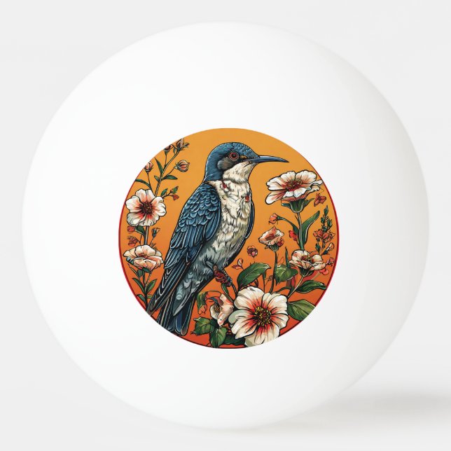 Colourful Oriental cuckoo Bird Ping Pong Ball (Front)