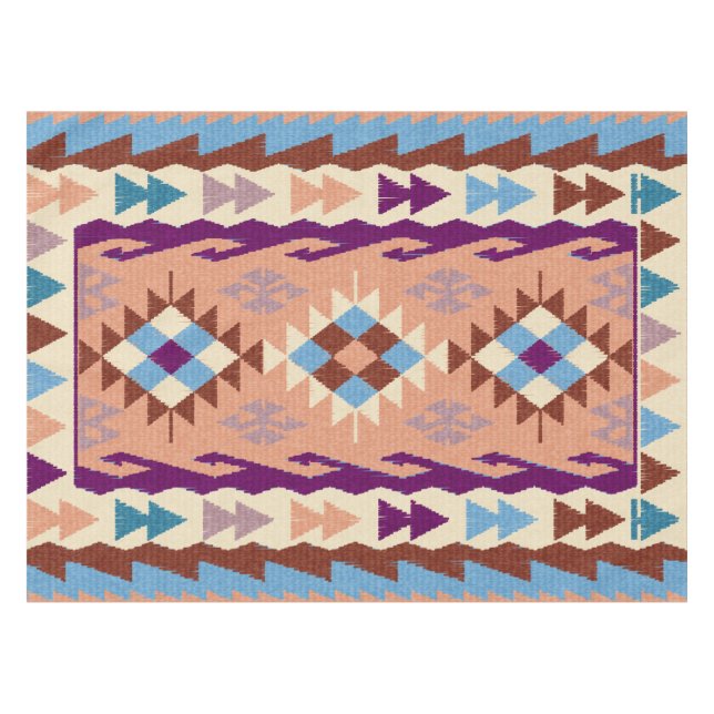 Colourful Oriental Kilim Rug Tablecloth (Front (Horizontal))