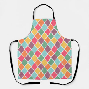 Colourful oriental quatrefoil pattern apron