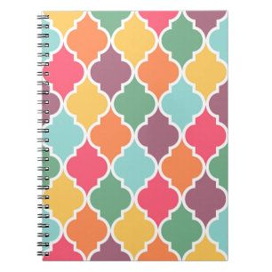 Colourful oriental quatrefoil pattern notebook
