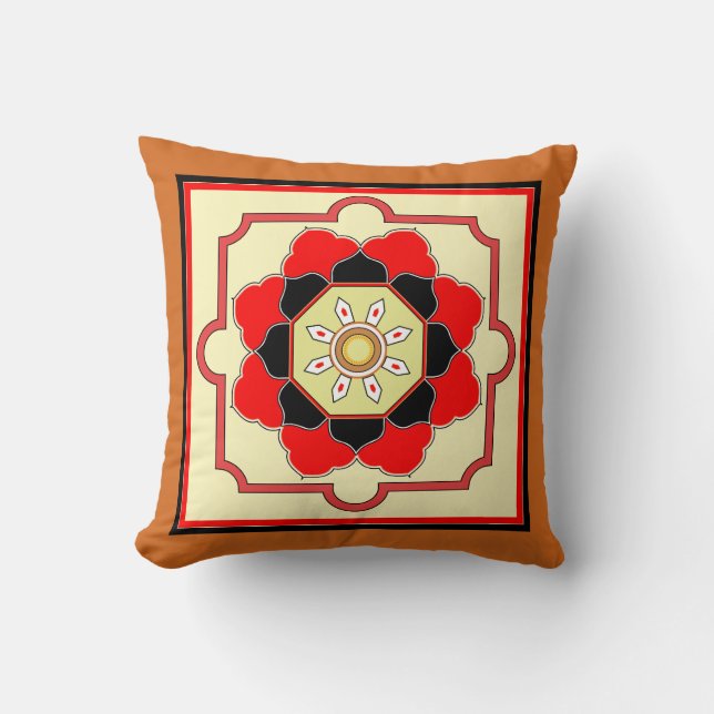 Colourful Oriental Style Design Pattern Cushion (Front)