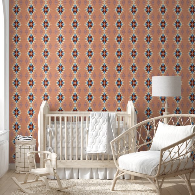 Colourful Oriental Tribal Aztec Mosaic Wallpaper (Kids)