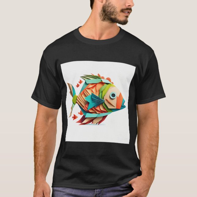 Colourful Origami Fish T-Shirt (Front)