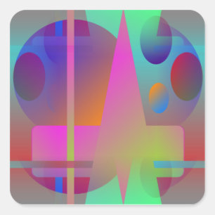 Colourful Original Abstract Square Sticker